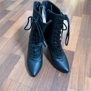 Black Lace-Up Ankle Boots